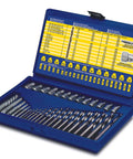 Left Handed Screw Extractor And Drill Bit Set, 35 Piece, in blue case with etched size guide for broken studs, bolts, and screws.
