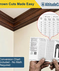 Boss Grade Miter Saw Protractor And Crown Molding Angle Finder For Snappy Inside Outside Corner Cuts No Math Hassle Easy Peasy Carpentry Aid For Straight Shots And Zero Sweat On Weekend Workshop Builds with conversion chart in hands