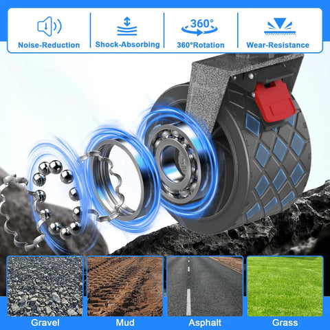 All-terrain wheel from 57 Inch Long Collapsible Wagon With Tailgate And Brake For Beach Gear Groceries And Outdoor Use