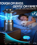 Outdoor 2-In-1 Mosquito Zapper With Zap And Trap, 8000mAh Cordless Rechargeable Fly Zapper in bedroom with child and dog sleeping