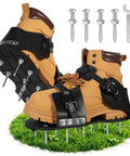 Lawn Aerator Shoes With 5mm Metal Base And Adjustable Straps For Grass, Spike Shoes Tool For Lawn Care, shown on grassy surface