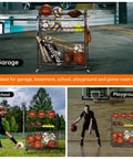 Heavy Duty Garage Sport Organizer With Steel Basketball Rack Baseball Bat Holder And Hooks Easy Assembly Storage