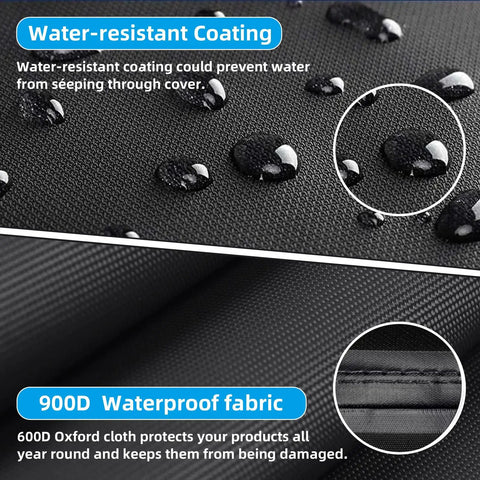 Close-up of Tough As Nails 600D Oxford Hammock Glider Cover fabric showing water-resistant coating and waterproof features.