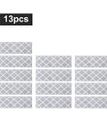 Set of 13 gray non-slip stair mats with TPE backing, 28x9 inches, for wooden steps, made from 100% polyester. Non Slip Stair Runners For Pets And Kids Indoor 28 By 9 Inch Stair Mats With TPE Backing 13 Piece Gray Set For Wooden Steps Made From 100 Percent Polyester.
