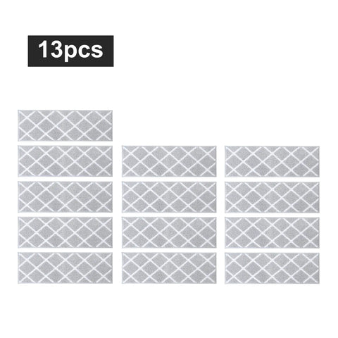 Set of 13 gray non-slip stair mats with TPE backing, 28x9 inches, for wooden steps, made from 100% polyester. Non Slip Stair Runners For Pets And Kids Indoor 28 By 9 Inch Stair Mats With TPE Backing 13 Piece Gray Set For Wooden Steps Made From 100 Percent Polyester.