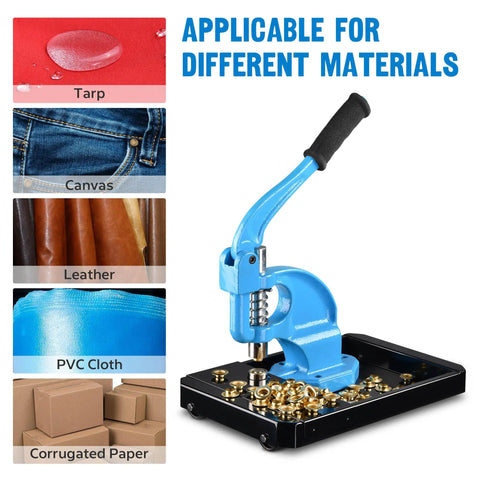 Grommet Tool Kit Beefy Heavy Duty Set With 3 Die Hand Press Grommet Machine Rolling Base for various materials