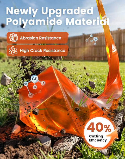 Heavy Duty 0.105 Inch Weed Eater String 500 Ft Twisted Square Trimmer Line Universal Commercial Grade Replacement For Cordless And Gas String Trimmers 110 Lb Tensile Strength, showing polyamide material with abrasion and crack resistance.