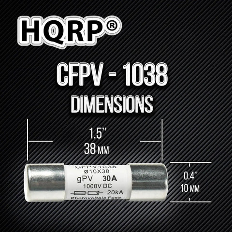 Top Dawg Heavy Duty Solar Pv Fuse Links 5 Pack Fast Acting Inline Ceramic Midget Fuses with dimensions, 1.5 inch, 30A, 1000V DC.