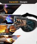 PIT VIPER Shade 5 Welding Goggles With Anti Fog Anti Scratch Lenses shown in use for torch brazing and gas welding.