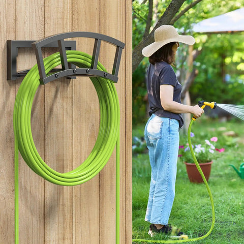 Wall Mounted Garden Hose Holder For Outdoor Use Built To Last Heavy Duty Metal Hose Organizer That Holds Up To 125 Feet Of Hose