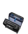 Cruise 3.0 Hardside Underseater Carry On Luggage with Two Inline Wheels open showing interior, black polycarbonate shell