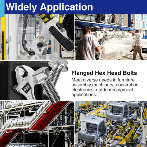 Widely used 15 Pack M6 1.0 x 16mm Flange Bolts Full Thread Serrated Hex Head 304 Stainless Steel in various industrial applications