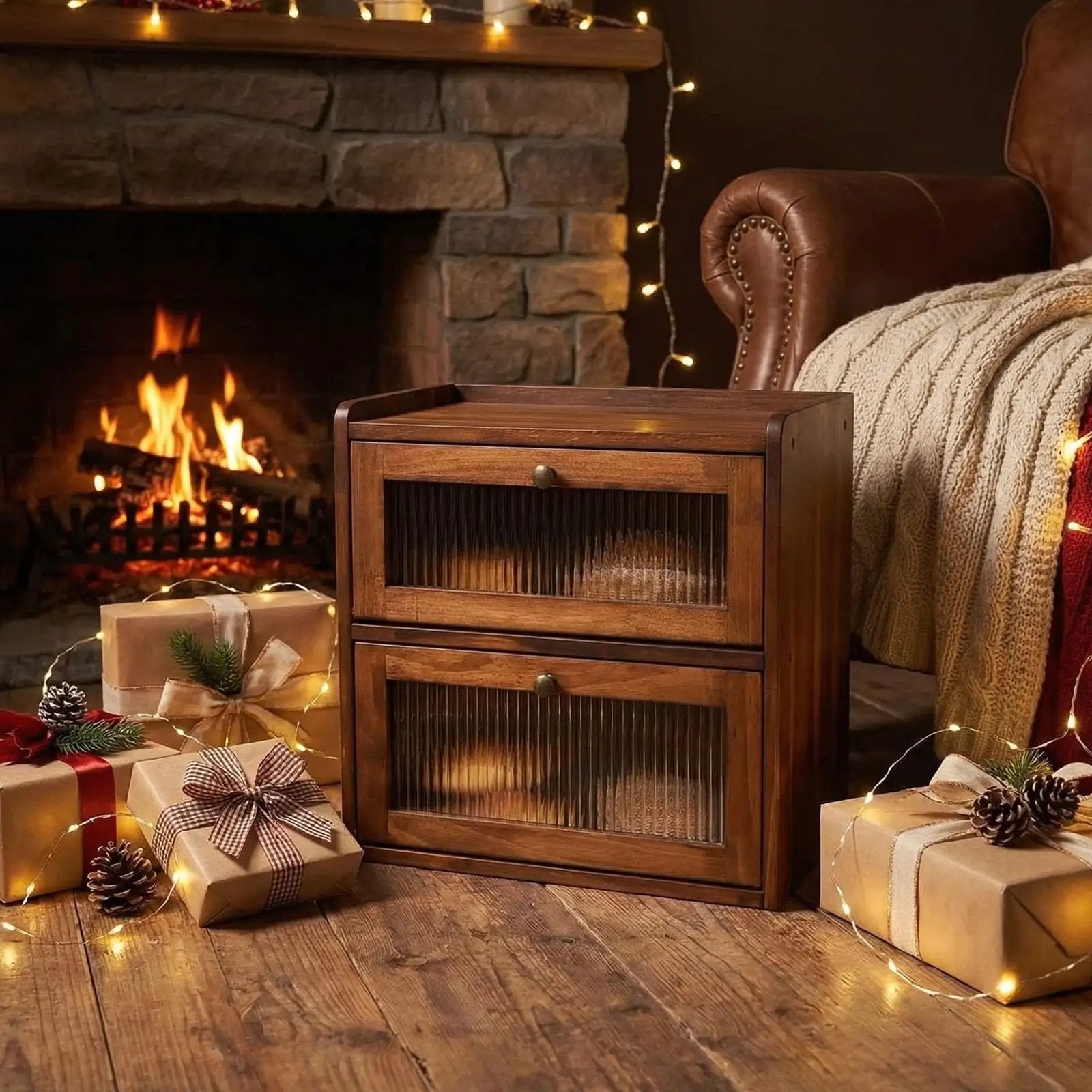 Big Ol Wooden Bread Box With Two Layers & Window ✓