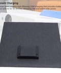 Foldable 24W Solar Panel Charger with 5V USB output, monocrystalline silicon, shown unfolded on a flat surface for efficient charging.