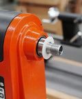 Pack Of Six Slick Anti Lock Spindle Washers Tailored For 1-1/4 Inch Woodlathe Threads installed on a wood lathe.