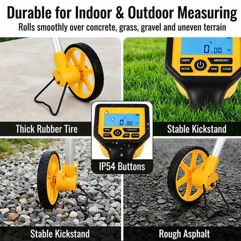 Digital Distance Measurement Wheel With Backlit Display And Memory Storage For Dead On Precision No Sweat Project Planning Kickass Yardage Tracker Designed For Smooth Metric And Imperial Conversions Pro Grade Field Gear