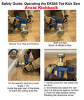 Operating the Tough As Nails Toe Kick Saw Cuts Flush Under Cabinets With 3 3/8 Inch Blades for accurate flooring cuts.