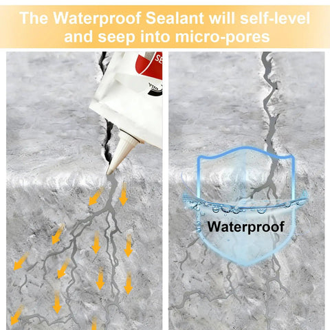 Tough As Nails Concrete Crack Filler Eight Piece High Elasticity Self Leveling Sealant Waterproof Cement Repair for Driveway and Patio Quick Dry Gray Adhesive Indoor Outdoor Joint Caulking seeping into concrete micro-pores.