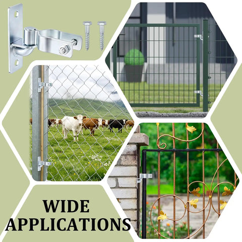 Beefy Four Pair Heavy Duty Gate Hinges Wall Mount With Screws For Chain Link Fence Outdoor Metal Gate Hardware Kit For Fence Posts Built To Last And Ready To Install, silver gate hinge set