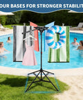 Outdoor Pool Towel Rack With Adjustable Height From 41.3 To 61.8 Inches Built Tough Freestanding Stand With Four Legs And Six Foldable Arms