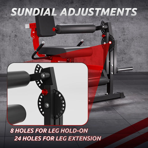 2-In-1 Leg Extension And Curl Machine For Home Gym with adjustable sundial settings for leg hold and extension
