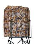 Beefy 10 Foot Powder Coated Steel Hunting Tower With 360 Soft Sided Blind featuring camo pattern and sturdy frame.