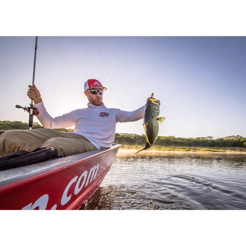 Angler on boat using SX Conventional Casting Reel 6600 Size With 3 Stainless Steel Ball Bearings And 1 Roller Bearing for fishing