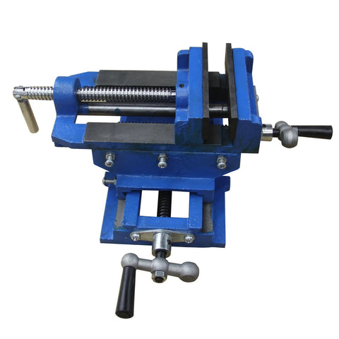 Two Way 4 Inch Drill Press X Y Compound Vise Cross Slide Mill For Precision Drilling And Milling, Cast Iron Construction With 4 Inch Jaw, 5 Inch Longitudinal Travel And 3.5 Inch Cross Travel, Serrated Steel Jaws