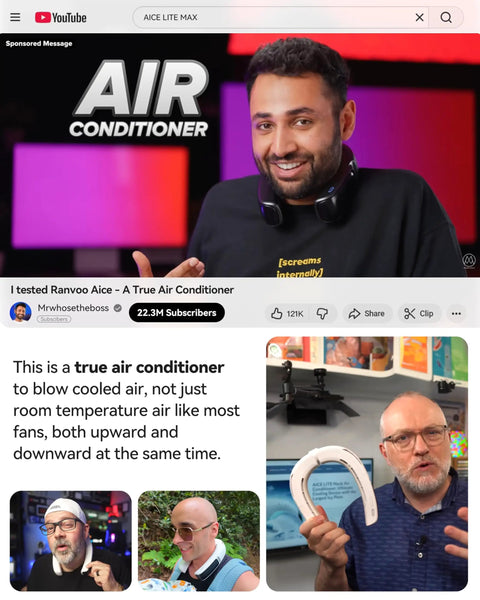 AI Neck Air Conditioner With True Micro AC System AICE LITE MAX 2026 Portable Neck Cooler demonstration on YouTube video