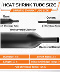 Tough As Nails Marine Heat Shrink Tubing With Glue Lined Core 3 To 1 Shrink Ratio dimensions diagram 1/8 inch diameter 60 ft length