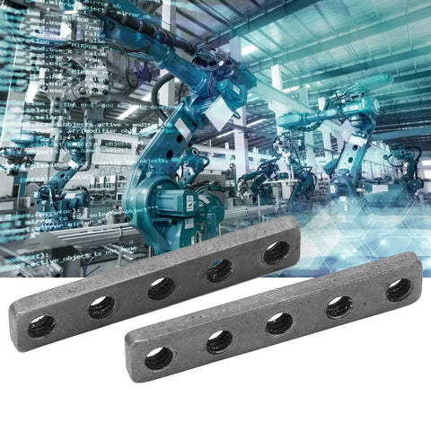 Pro Grade Stainless Steel M4 Threaded Mounting Plates Featuring Precision Five Hole Grid in a robotic assembly environment.