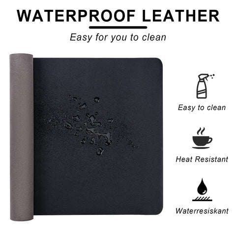 Durable PU Leather Desk Pad Protector Non Slip Desk Pad Large 23.6 By 13.7 Inches Easy Clean Writing Surface And Mouse Pad