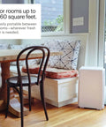 The Real Deal 5 Stage Air Purifier With On Demand Ion Tech And Pure Carbon Layers To Kick Out Dust Smoke And Allergens Inside Rooms Spanning 560 Square Feet in a cozy kitchen setting.
