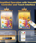 Cordless Picture Light With Dimmable Brightness And Timer, Controller Included, illuminating vibrant art on walls with remote
