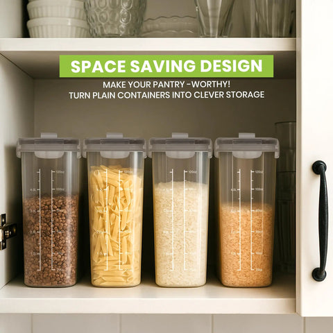 4 Pack Cereal Storage Containers, 4L Airtight Food Jars With Lids in pantry