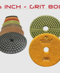 Pro Grade 5 Inch Wet Diamond Polishing Pads Set For Concrete And Stone Grits 800 Standard A Resin Bonded Wet Polishing Pad