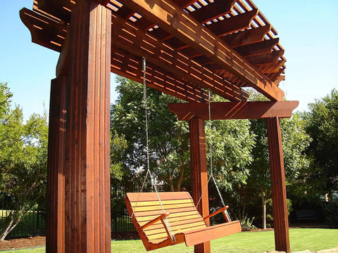 All In One Exterior Wood Stain And Waterproofing Sealant For Decks And Fences In Mahogany Easy To Apply No Back Brushing Needed UV Protection 1 Gallon Now on mahogany pergola with swing set