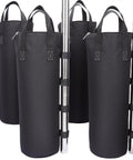 140 LBS Zipper Top Sand Bags for Canopy Legs and Gazebo Tents, set of 4, attached to metal poles
