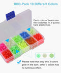 Assorted Fishing Beads Set 1000 Pcs, 5mm Round Float Beads for Rigs and Lures in 10 Colors with Reusable Box, Glow Options Visible