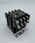 4 Pole 40 Amp 120V Coil Contactor For HVAC And Refrigeration Systems, front angle view, heavy-duty contactor on metal base.