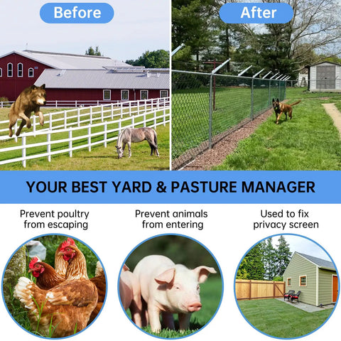 10 Pack Barbed Wire Arm For One And Three Eighths Inch Chain Link Fence Height Extender Galvanized Steel For Garden And Outdoor Fences Increase Height, Boost Privacy, And Keep Pets From Jumping DIY Friendly Install used for animal containment.