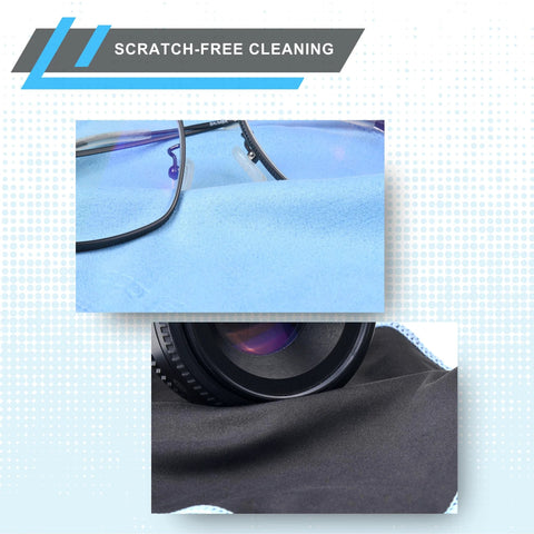 Amazon Eco-Fused microfiber cleaning cloths, 5-pack, double-sided blue cloths for screens and camera lenses