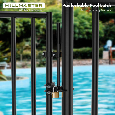 Heavy Duty Auto Pool Gate Latch With Snappy Spring Closer And Easy Push Release For Child Safe Chain Link Fences, close-up view