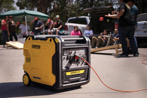 6500-Watt RV Ready Portable Inverter Generator With Quiet Technology And CO Shield For Camping And Backup Power in outdoor use