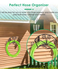Heavy Duty Garden Hose Holder Wall Mount For 150 Ft Hoses Solid Metal Hanger Bronze Finish installed on house wall