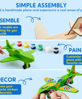 Simple assembly of All In One DIY Wooden Airplane Craft Kit For Kids Ages 6 To 12 Totally Kid Friendly Build Four Aircraft And Paint