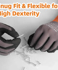 Hands wearing 12 Pairs Safety Work Gloves With Sandy Nitrile Coating LT5626 Level 6 Abrasion Resistance picking screws