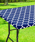 Elastic Fitted Picnic Table Cover For 6 Foot Tables Waterproof Wipeable Vinyl With Flannel Back Navy 30x72 Inches outdoor