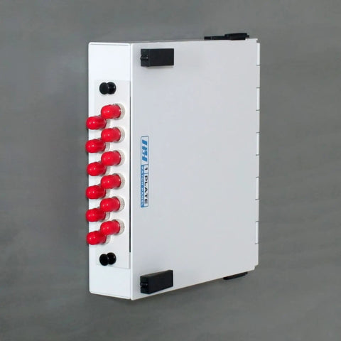 Fiber Optic Patch Panel DIN Rail Or Wall Mount With ST SC And LC Multimode Adapter Plates, wall-mounted, white steel enclosure