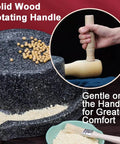 Hand Crank Stone Flour Mill With Wood Base Granite Grain Grinder for Fresh Flour with rotating handle and grinding seeds